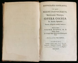 Item #10684 Hippocrates contractus, in quo magni Hippocratis, medicorum principis, opera omnia in...