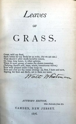 Leaves of grass; Two rivulets & photograph signed