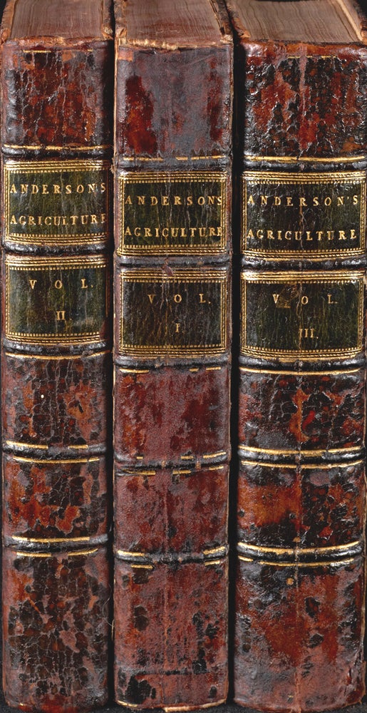 Item #10874 Essays relating to agriculture and rural affairs; in two parts, illustrated with copperplates. By a farmer. James ANDERSON.