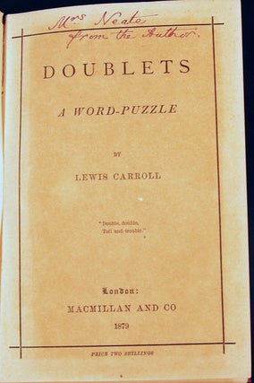 Item #11022 Doublets: a word-puzzle. Lewis CARROLL, Charles Lutwidge Dodgson