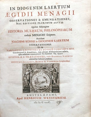 Item #11032 In Diogenem Laertium aegidii menagii observationes & emendationes , hac editione...