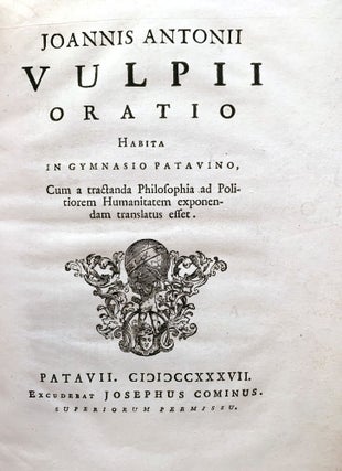 Item #1229 Oratio Habita in Gymnasio Patavino. Giovanni Antonio VOLPI