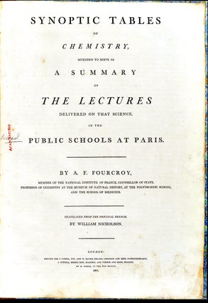Item #13898 Synoptic tables of chemistry, intended to serve as a summary of the lectures...