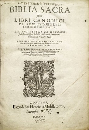 Item #14001 Testamenti veteris biblia sacra sive libri canonici, priscae iudaeorum ecclesiae a...