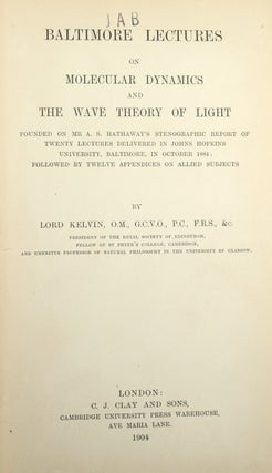 Baltimore lectures on molecular dynamics and the wave theory of light