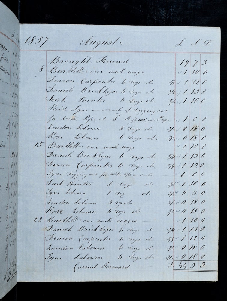 Item #15091 Manuscript account book of the restoration of Strawberry Hill (with) Manuscript listing material for new edition of Walpole’s letters. Countess WALDEGRAVE.