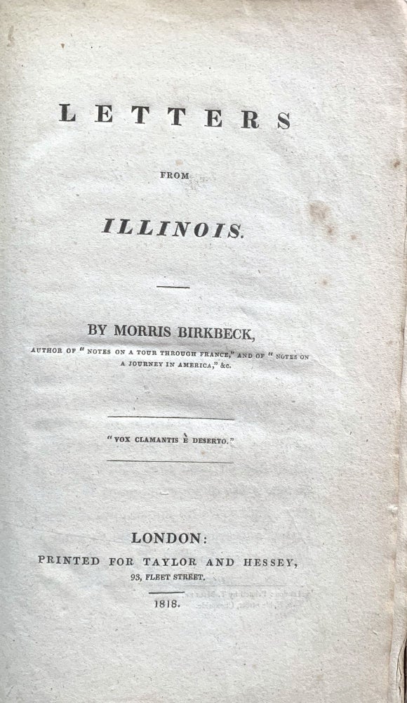 Item #16936 Letters from Illinois. Morris BIRKBECK.