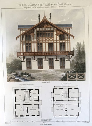Villas maisons de ville et de campagne composées sur les motifs des habitations de Paris moderne dans les styles des XVIe, XVIIe, XVIIIe & XIXe siècles et sure un choix des maisons les plus remarquables de l’etranger.