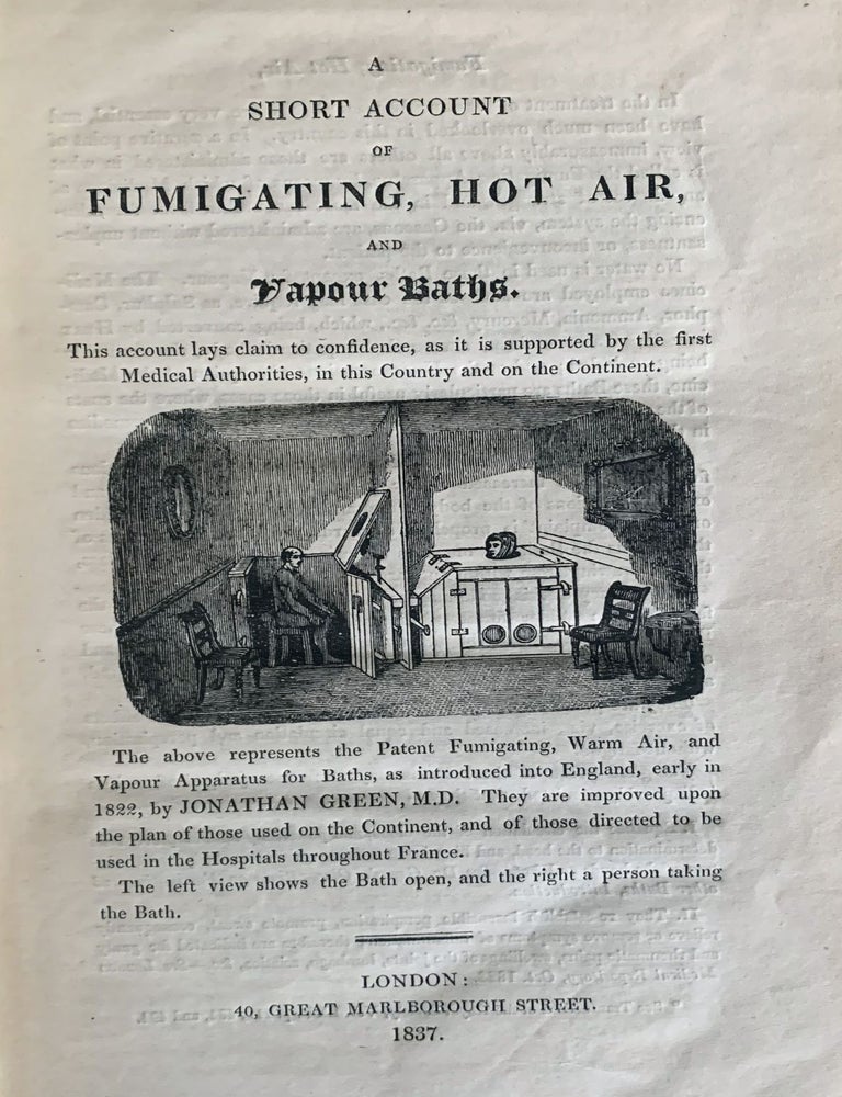 Item #17942 A short account of fumigating, hot air, ande vapour baths. (bound with) The trinities of the ancients. Jonathan GREEN, Robert MUSHET.
