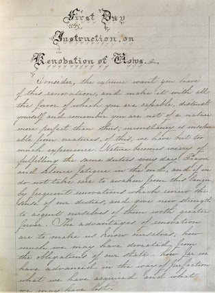Item #18022 [Manuscript] Instruction on Renovation of Vows. ANONYMOUS, Religious Orders