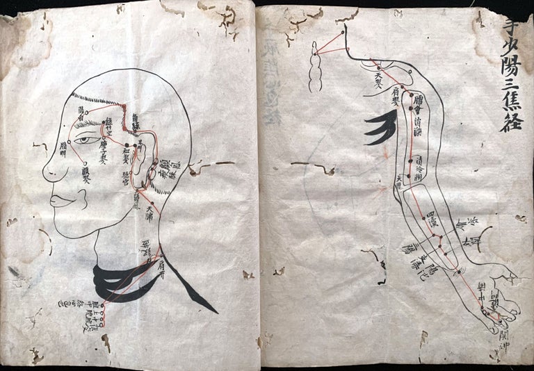 Item #18060 [In Kanji]. Jushi kei zu. Disegno dei 14 meridiani. ACUPUNCTURE MANUSCRIPT.
