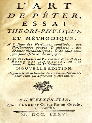 L&rsquo;Art de peter, esssai theori-physique et methodique. Pierre Thomas Nicolas HURTAUT.
