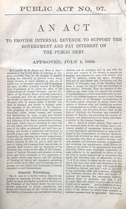 United States Tax Law of 1862. Albany Evening Journal edition.