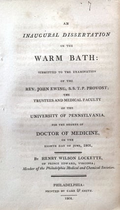 An inaugural dissertation on the warm bath